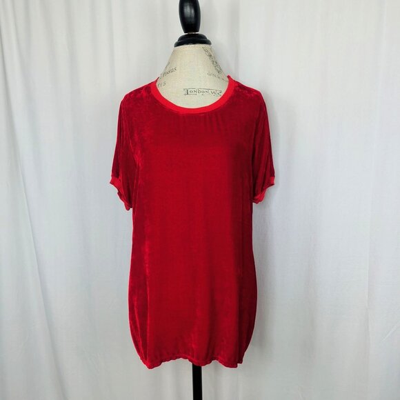 Johnny Was Velvet Top X-Small Red Short Sleeve - Picture 10 of 10